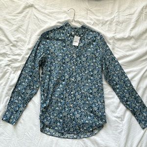 J.Crew Men’s Small Blue Floral Pattern Button Up Shirt